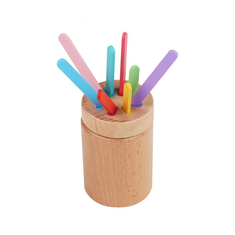 Children's Balance Wooden Stick Fine Tube Color Sorting Cup Sensory Integration Training Shape Pairing Wooden Toys