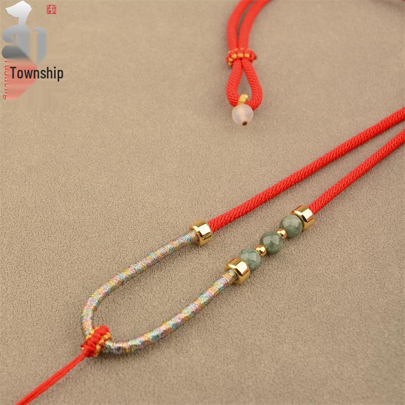 Premium Handcrafted Jade Pendant Necklace with Agate & Adjustable Lanyard for Men and Women
