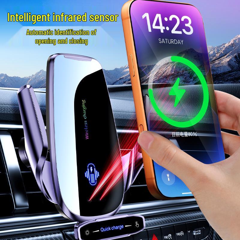 Q9 Wireless 15W Fast Charging Car Phone Holder for Air Vent & Dashboard Navigation
