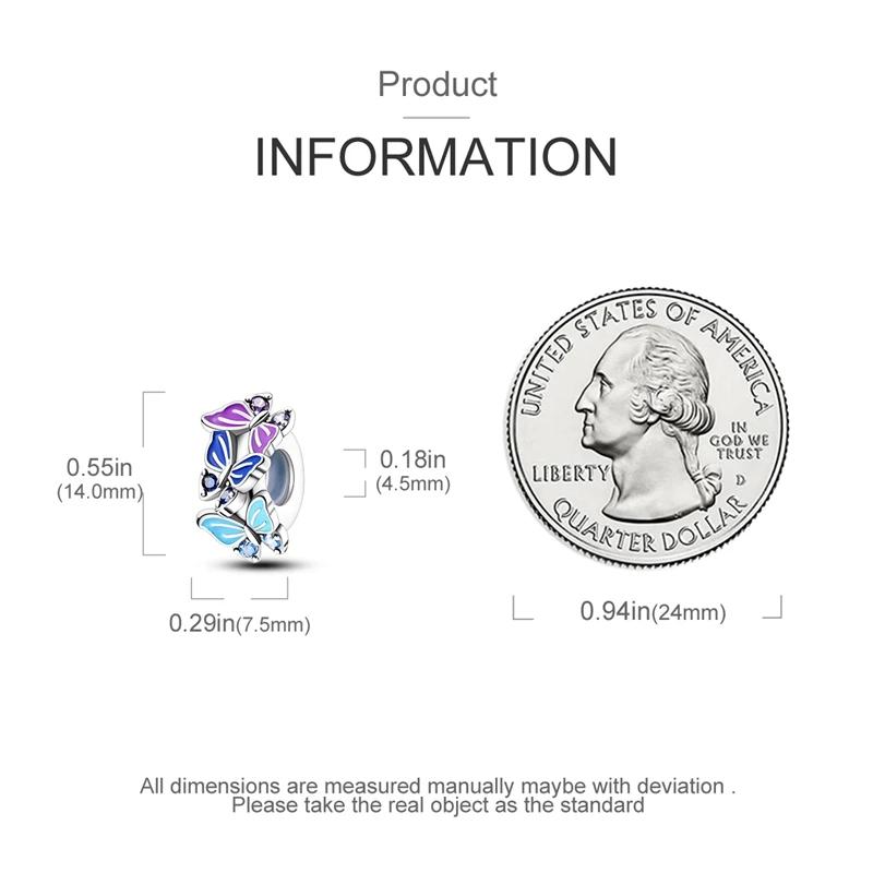 Original Charms Copper Ice Snow Blue Purple Butterfly Beads Fit Platabracelets For Women Jewelry Making Gifts