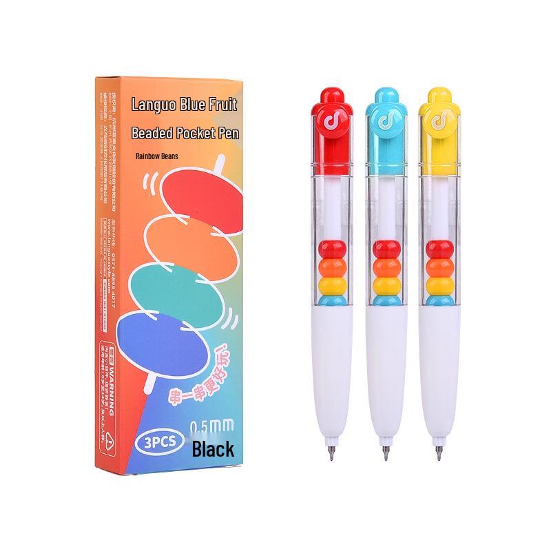 Blaues Obst D4001 Bunter Klick-Gelstift mit Perlen - Schnelltrocknender Unterschriftenstift für Schüler & Bürogebrauch