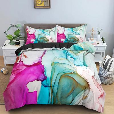 3D Printed Duvet Cover Marble Texture Bedding Set Colorful Pattern Duvet Cover Double King Size Duvet Cover with Pillowcases 2/3 Pieces