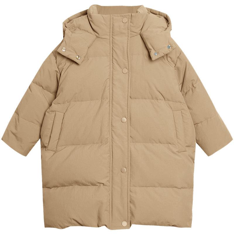 Chaqueta de plumón para niño, ropa de invierno larga para niños pequeños y medianos, chaqueta de algodón estilo coreano, chaqueta con capucha gruesa de plumón de pato blanco