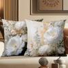 Floral Patterned Throw Pillows With White Flowers Decor Polyester pillowcase, sofa decorative cushion cov Headboard Pillow