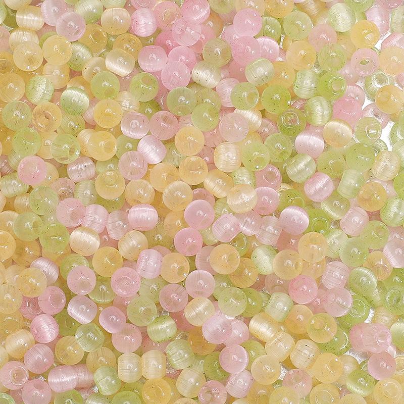 Mărgele de sticlă ochi de pisică jeleu 4mm, mărgele mici, mărgele libere, accesorii DIY lucrate manual, mărgele pentru înșirat manual, mărgele rotunde, lanț pentru telefonul mobil, mărgele rotunde, culoare încântătoare