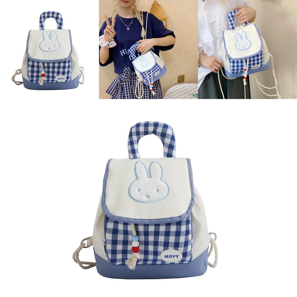 Miffy Cartoon Bunny Mini Backpack For Girls With Nylon Material And Inside Pocket For School Use