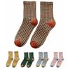 5Pairs Patchwork Checkered Cotton Socks Elastic Grids Socks Cozy Women Tube Sock  Gift