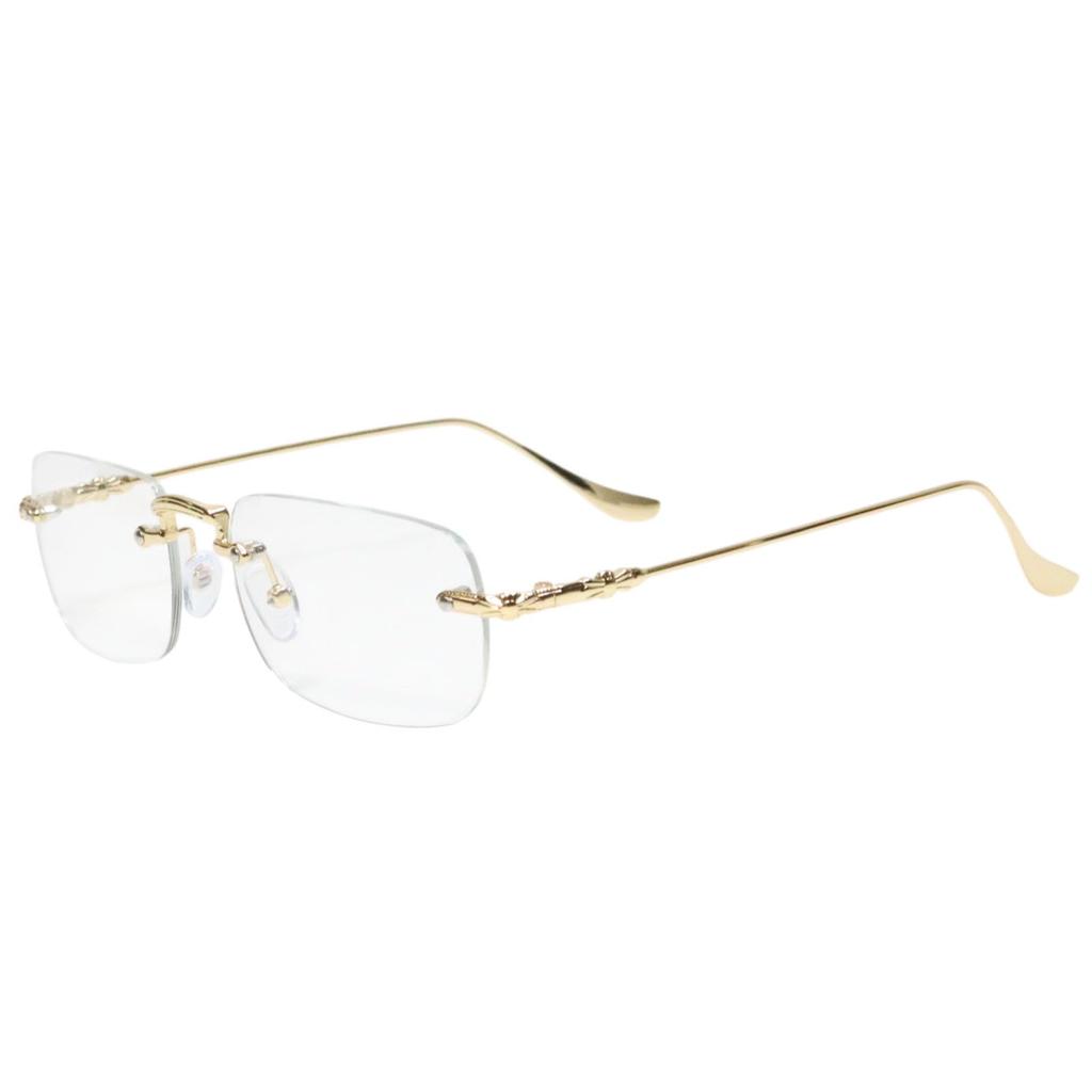 Gold x Clear Fashion Glasses Stylish Eyeglasses for Men and Women Clear UV Popular [Berkuto] - Non-prescription, Stylish, - Square, Wellington,