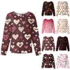 Women's Casual Fashion Long Sleeve Standing Collar Single Breasted Valentine's Day Print Workwear Jacket Tops