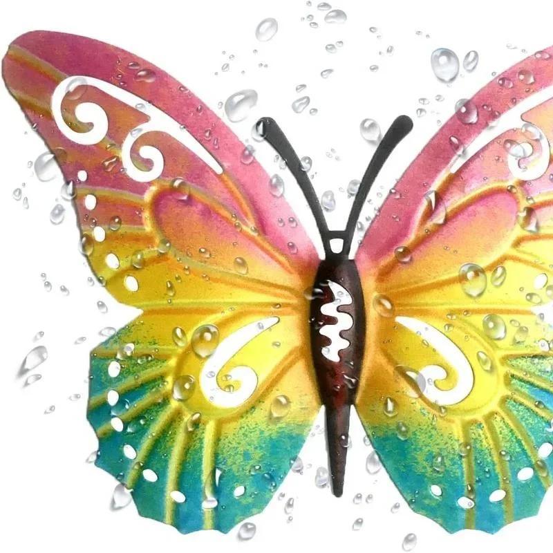 Metal Butterfly Wall Decor 7 Colors Butterflies Sculpture Iron Indoor Outdoor Hanging Wall Art For Garden Yard Fence Home Gift