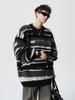 European Plus Size Mink Velvet Striped Knit Men's Sweater - Soft, Fluffy, Trendy for Autumn/Winter