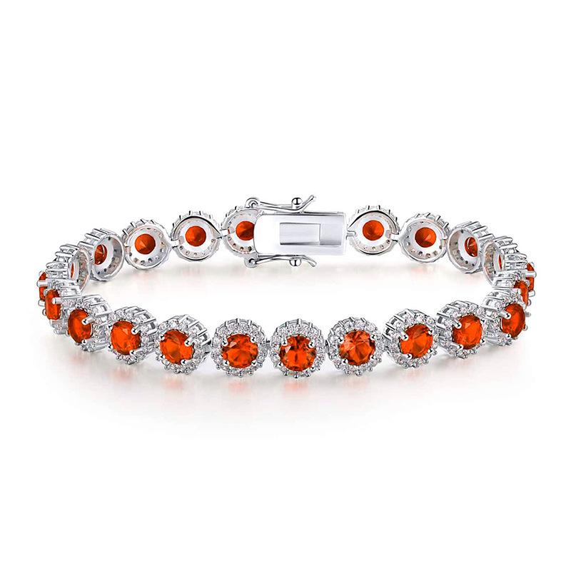 

Flower head chain zircon bracelet main stone 5mm zircon copper plated real gold, high quality in Europe and America 6.5inch (16.5cm)