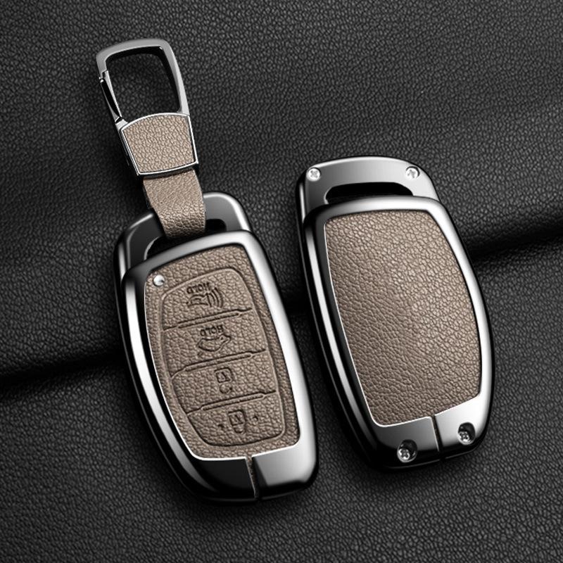 Zinc Alloy Leather Car Key Holder For Hyundai Tucson Elantra Creta Sonata Ix35 Ix45 I40 I30 I20 I10 Ioniq Accent Creata Key Fob