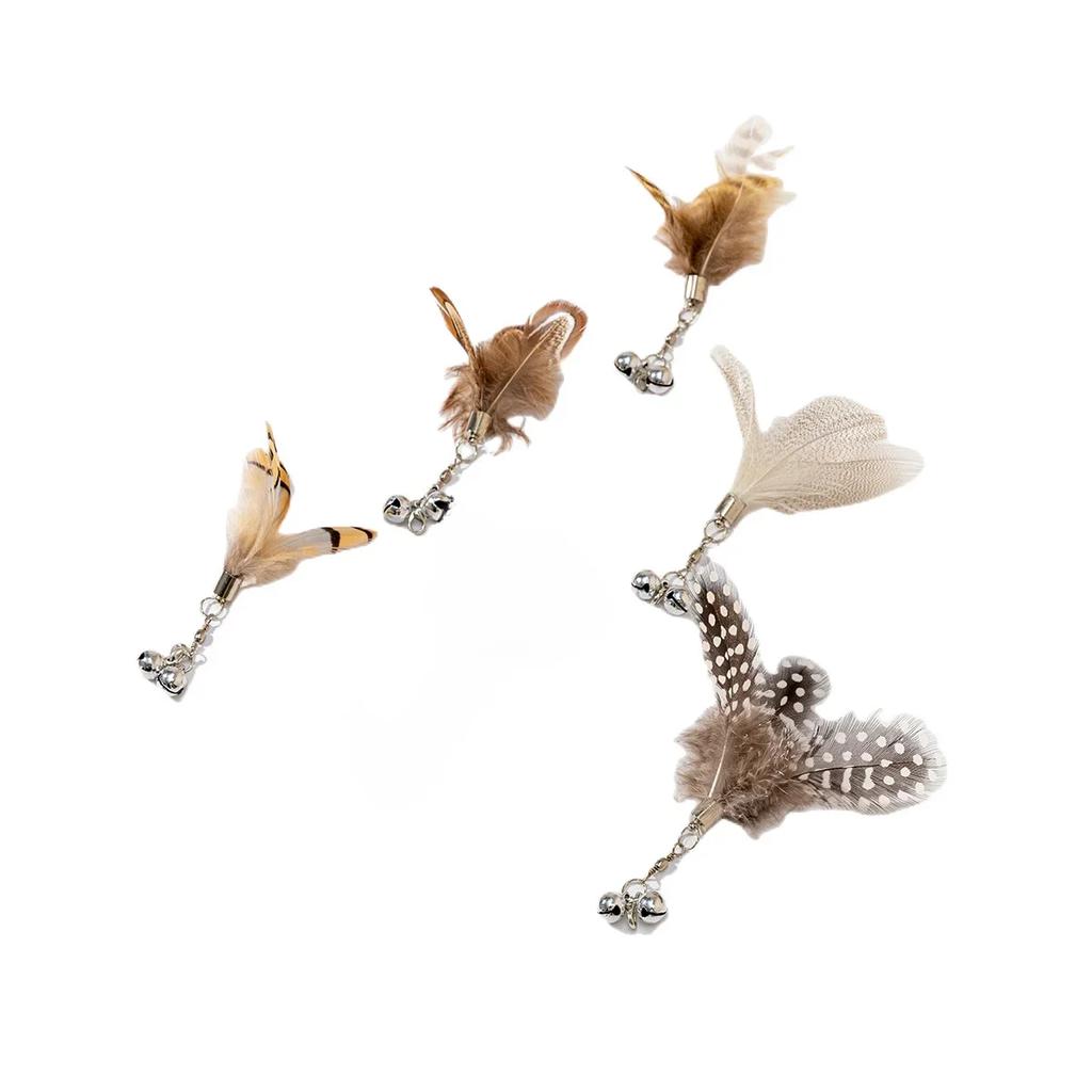 Cat Feather Toy Accessories False Birds Worm Toy with Bell Kitten Cat Toys Interactive Replacement Refill Foam Ball Training