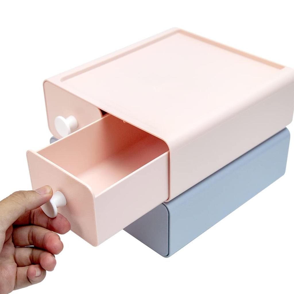 livinbox Desk Trinket Desk Desktop Storage Desktop Trinket Medicine Office Stationery Small Item Stackable and Box, Drawer, Two-Tier Organizer, Box,