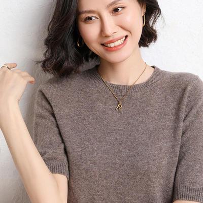 2023 Spring/Summer Women's Loose Knit Round Neck Half Sleeve Pullover Sweater