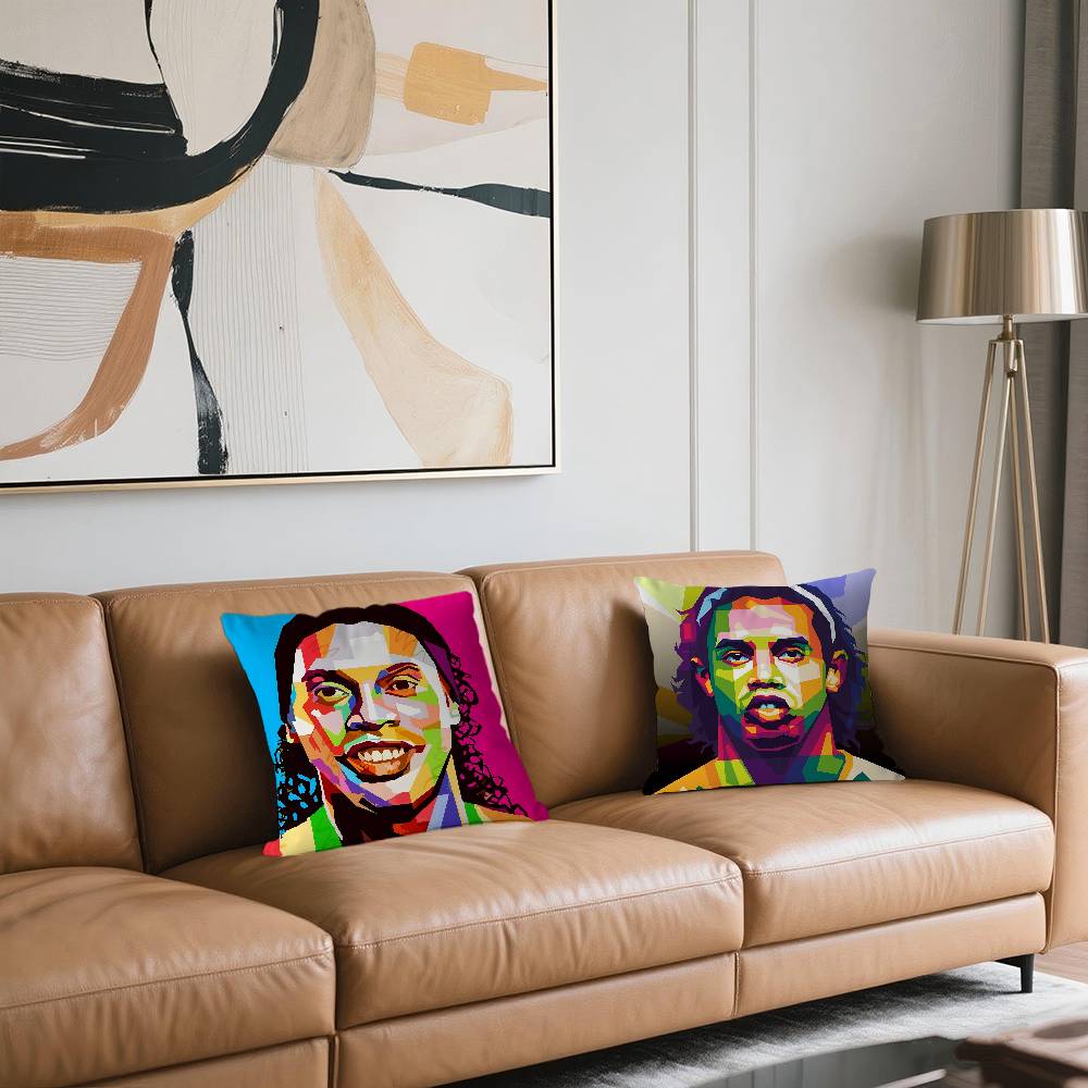 R-Ronaldinho Sport Football Star Pillow Cushion Cover Pillowcase Living Room Sofa Home Decor Customized