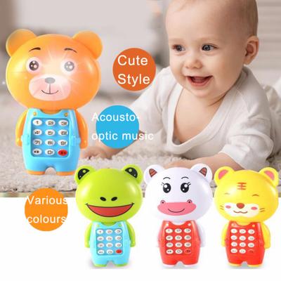 Cartoon Frog Animal LED Music Mobile Phone with Lanyard Educational Kids Toy