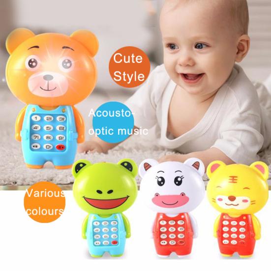 Cartoon Frog Animal LED Music Mobile Phone with Lanyard Educational Kids Toy