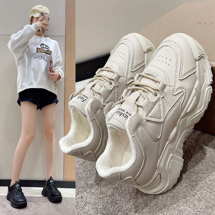 

Soft-soled women s spring and autumn new cotton shoes, little white shoes, platform casual sports shoes 41 чорний