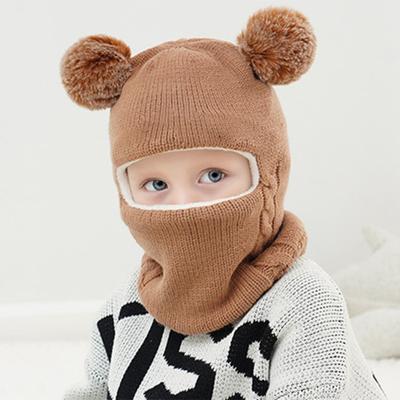 Kinder Mütze Doppel Pompon Dekor Kinder Wintermütze Atmungsaktive Thermomütze Outdoor Schule Verdicktes Samtfutter Kopfbedeckung