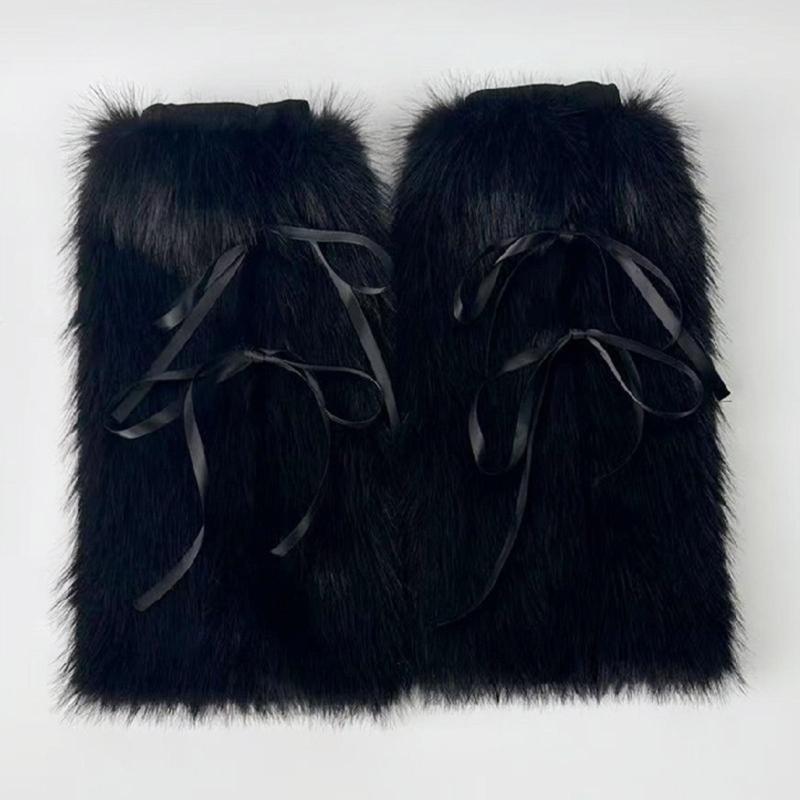 Comfortable Plush Leg Sleeves Bows Decors Women’s Winter Wear Legwarmers Easy To Clean Cold Weather Essential