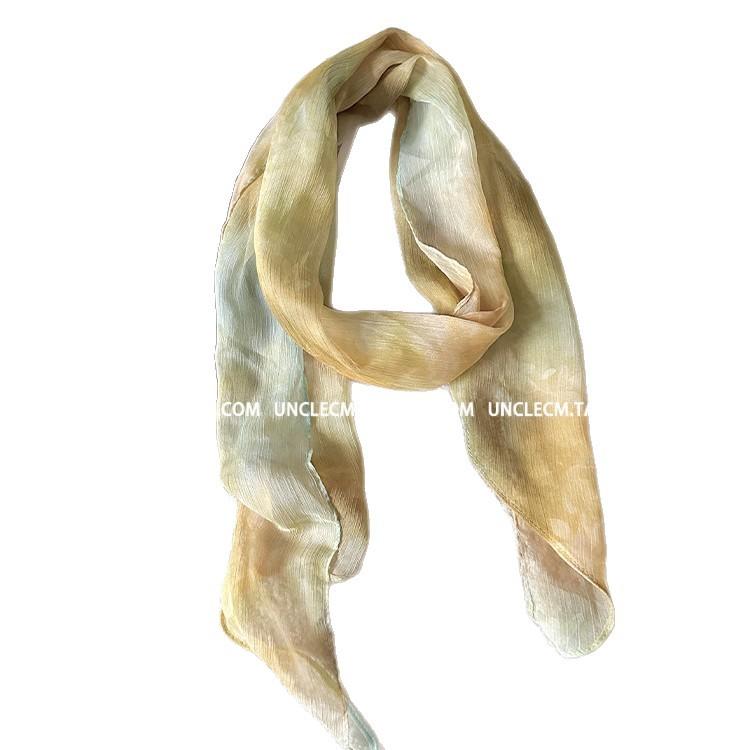 Small fresh yellow-green atmosphere silk scarf literary style silk scarf women's new Korean versatile neck ribbon accessories