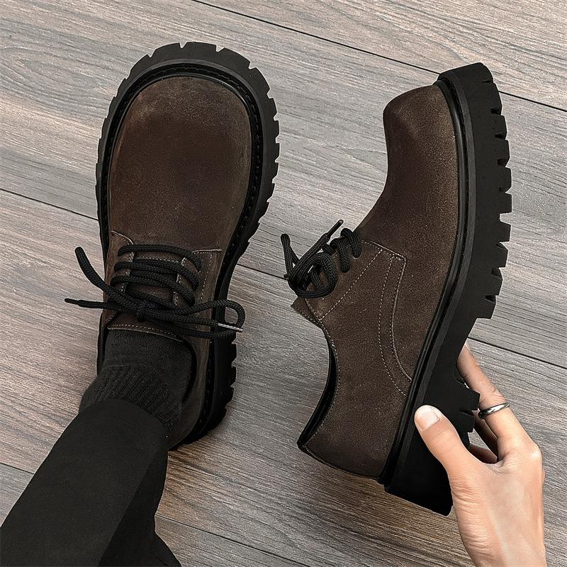 Fashion Shoes for Men British Style Thick Sole Casual Derby Shoes High Quality Fashion Comfor Versatile Man Leather Shoes Zapatos Hombre