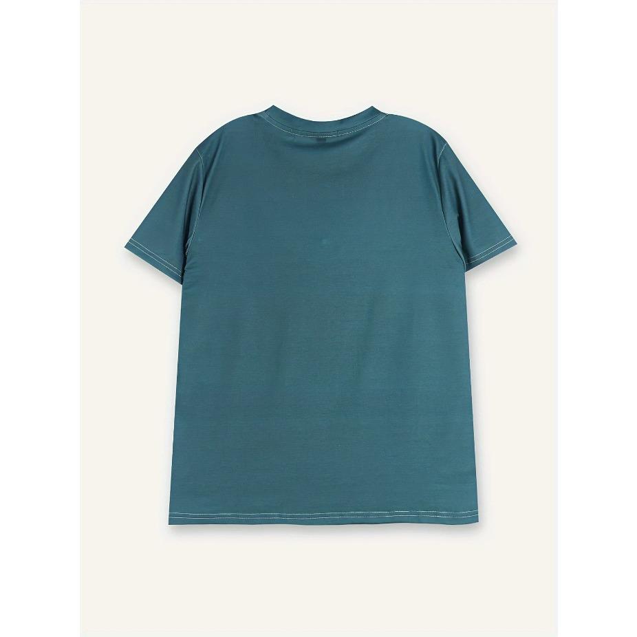 Żywy zabawny T-shirt z grafiką kota - Miękki ombre dekolt załogowy, Krótki rękaw, Letni niezbędnik, Damska odzież codzienna, Idealny dla miłośników kotów