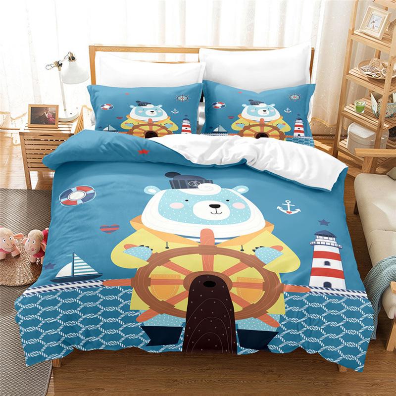 

Cartoon Anchor Four-Piece Set Three-Piece Quilt Cover Sheet 135 * 200