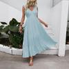 Elegant Summer Pleated Drape Long Dress - European and American Holiday Style for Women