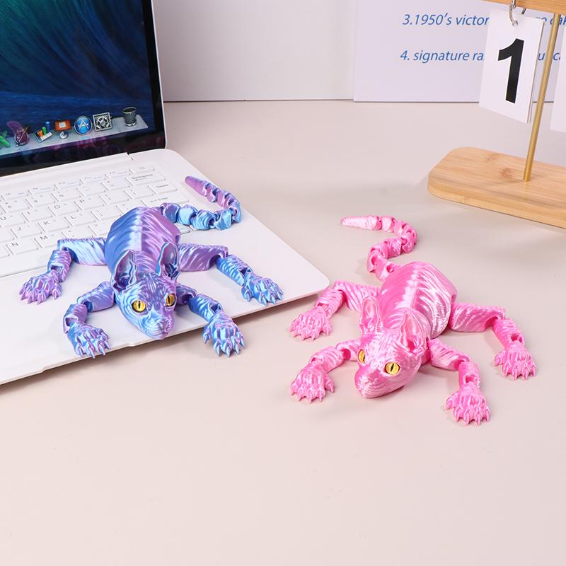 3D Printed Sphinx Cat 3D Printed Animal Toys Realistic Hairless Cat Figurines Articulated Cat Toys Cute Kitten Toys For Cat Love