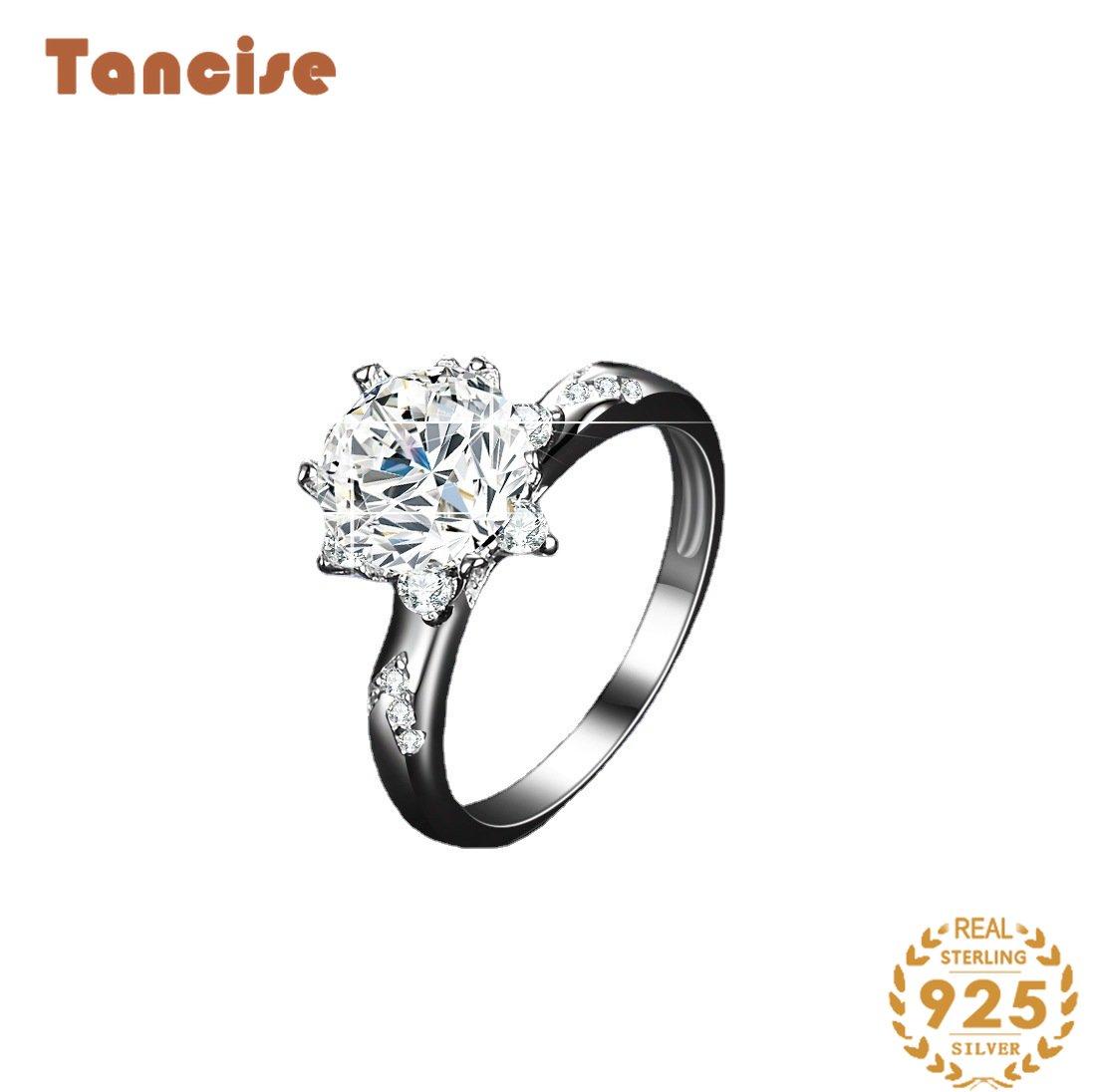 Tancise Classic Moissanite hopea sormus naisten korut häälupaus juhlalahja_voghion.com