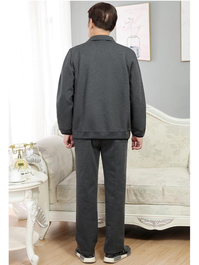 Spring & Autumn Middle-Aged Men's Sportswear Set - Casual Outfit for 70-Year-Old Dads