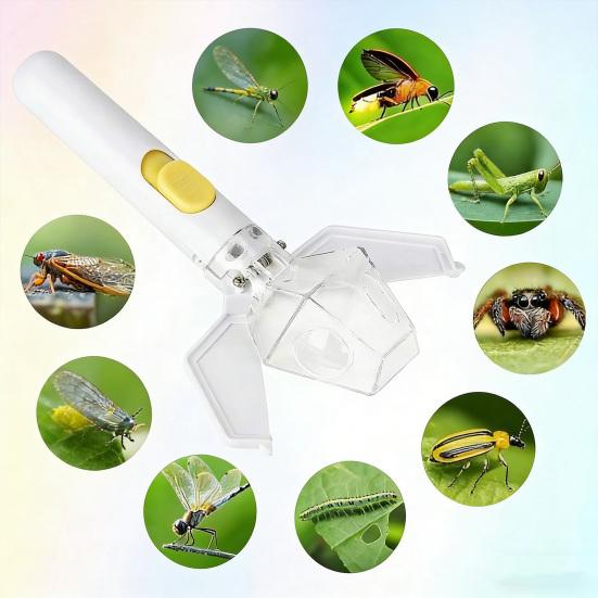 Handheld Insect Viewer Catcher Clear Window Non-contact Quick Release Outdoor Exploration Spider Bee Butterfly Catching Tool with Magnifier Glass