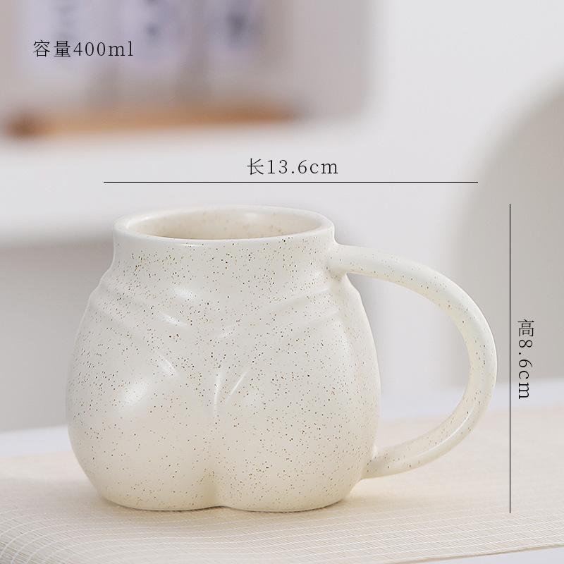 Creative Fun Cute Butt-shaped Ceramic Coffee Cup Large Capacity 400ml Milk Cup Modern Breakfast Drink Cup Office Mug Home Decor