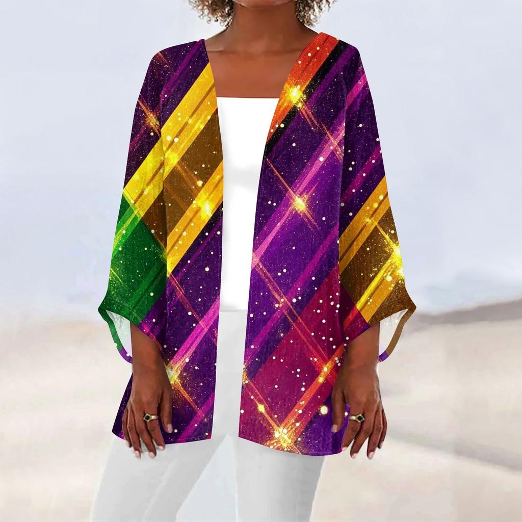 Women's Carnival Print Long Sleeve Knit Cardigan Button Jacket