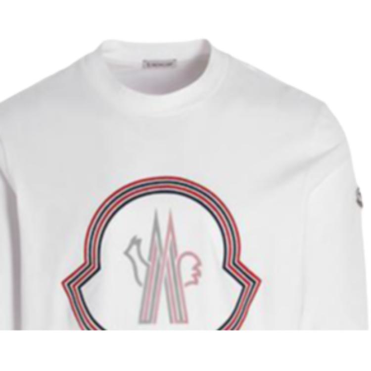 Moncler Geometric Pattern Pullover Crew Neck Long Sleeve T-Shirt Men Tops White 8D000058390T001