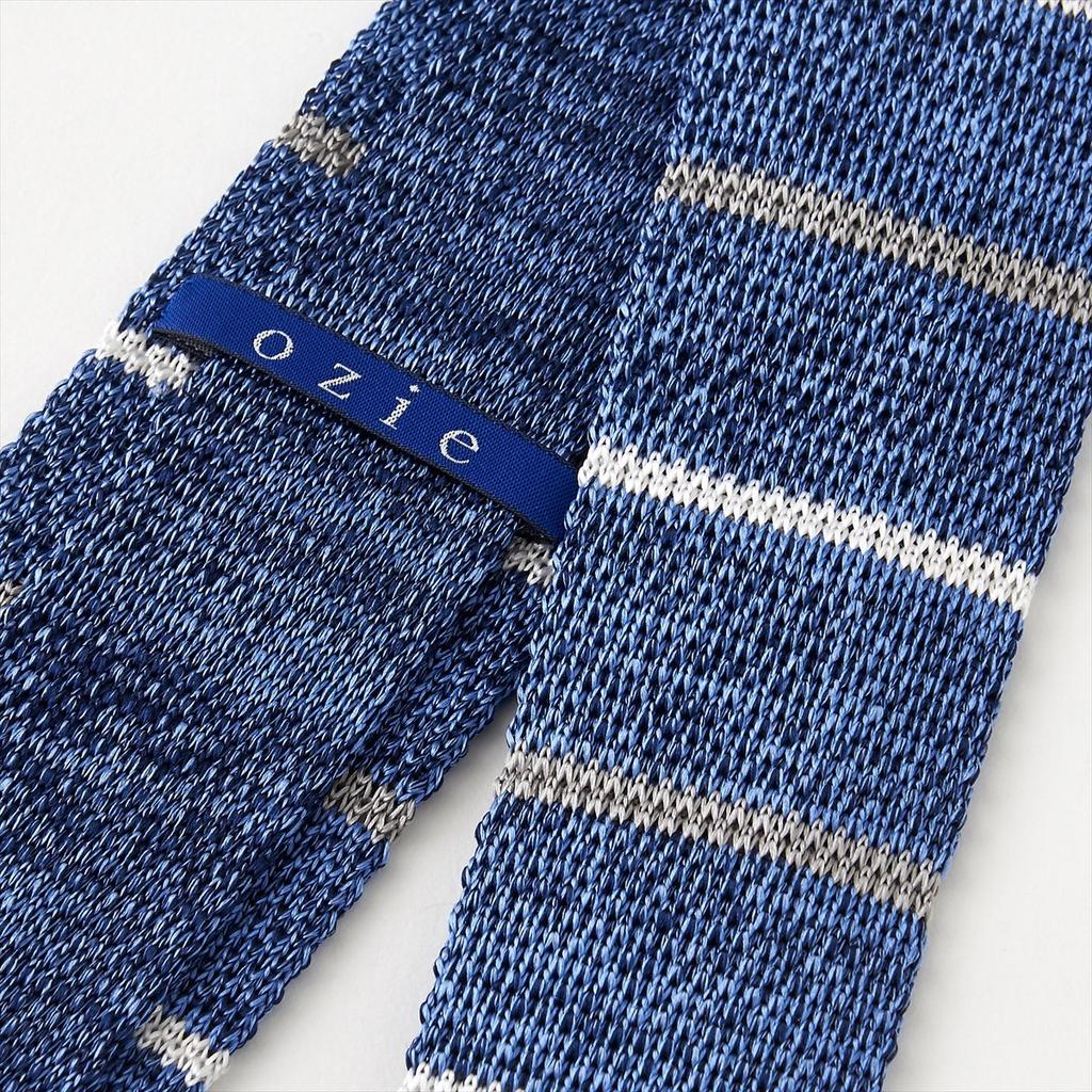 Silk Knit Striped Narrow Slim Blue [Ojie] 100% Tie, Pattern, Tie, Tie, NK-031