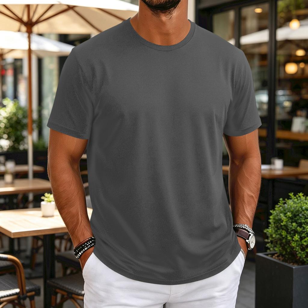 T-shirt da uomo girocollo a maniche corte, sottile, traspirante, elasticizzata, strato base per allenamento fitness