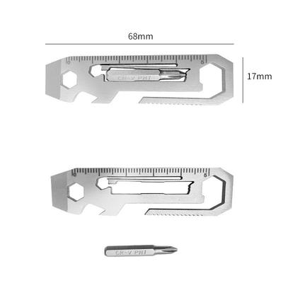 Clé multifonctionnelle compacte: Carte Outil Multifonction 7-en-1 en Acier Inoxydable avec Porte-embouts