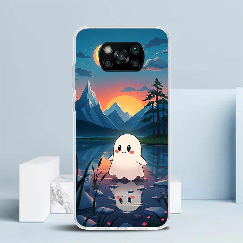 Sött Halloween-spöke Mjukt Fodral för Xiaomi Poco F7 Ultra X7 X6 X5 Pro M7 Fodral Redmi 15 15C 13 13C 12 12C 10 10C Tryckt Skydd