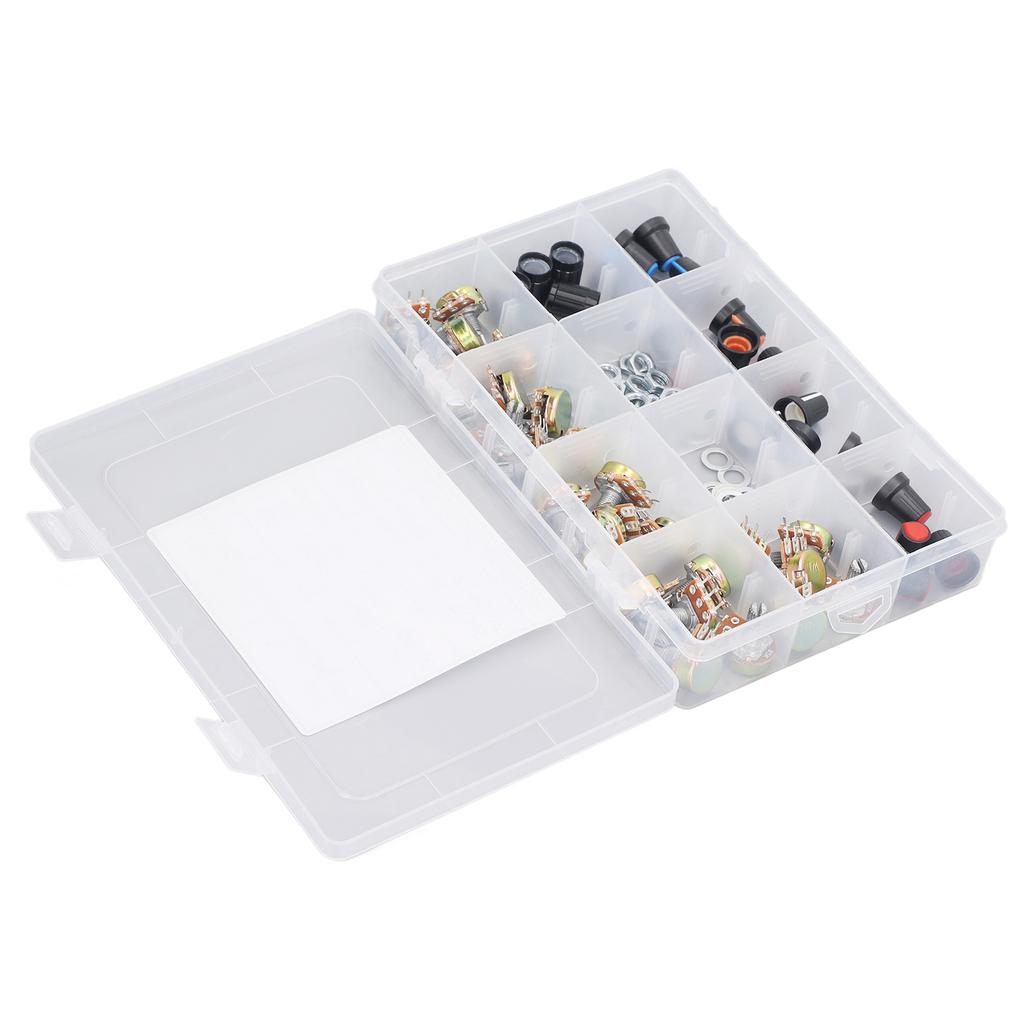 75Pcs Potentiometer Assortment Kit B5K B10K B20K B50K B100K Linear Rotary Taper Ohm Potentiometer