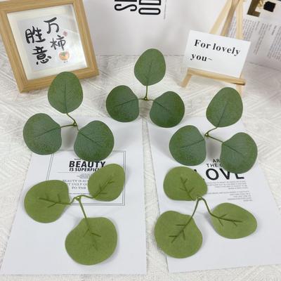 Direct Sales Simulation Silk Screen Printing Three-Pronged Eucalyptus Money Leaf Apple Leaf Plant Accessories Landscaping Handle Decoration