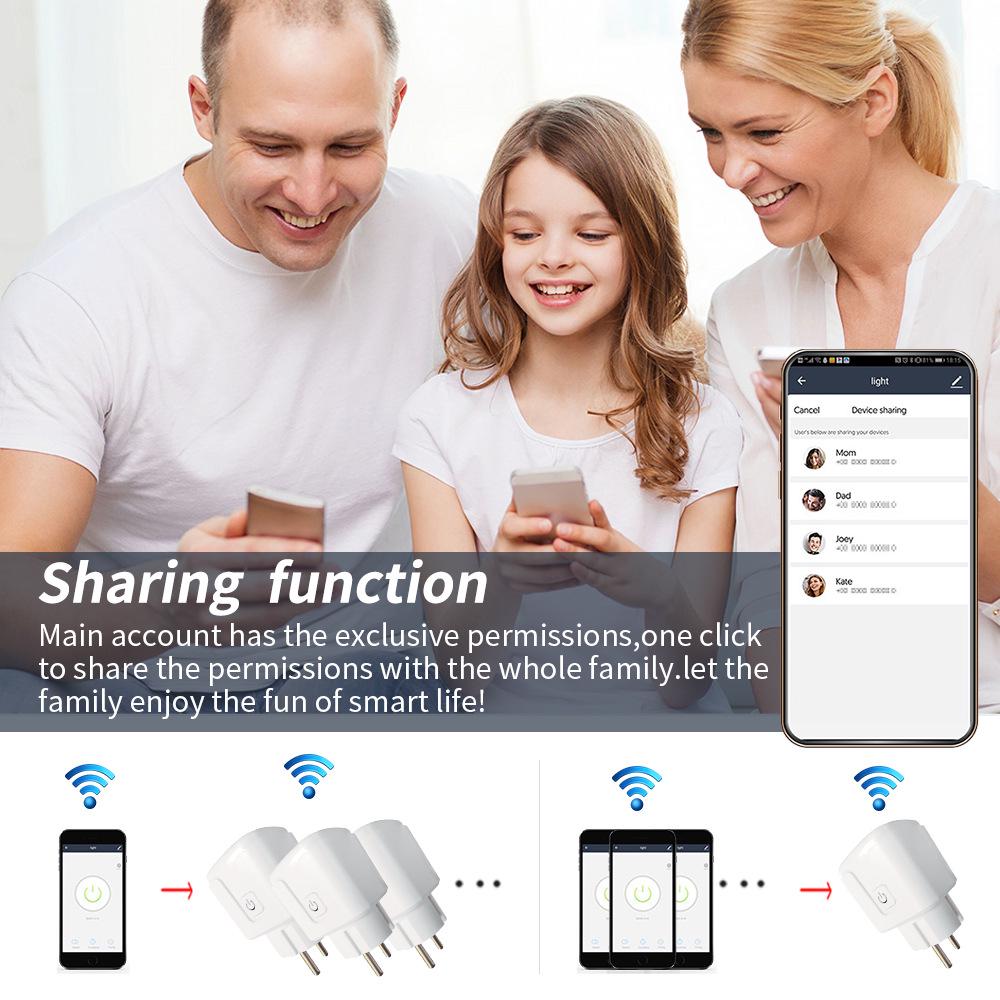 WiFi Smart Socket, European Standard, 16A with Mobile App, Remote Control, Timer, and Alexa Voice Control.