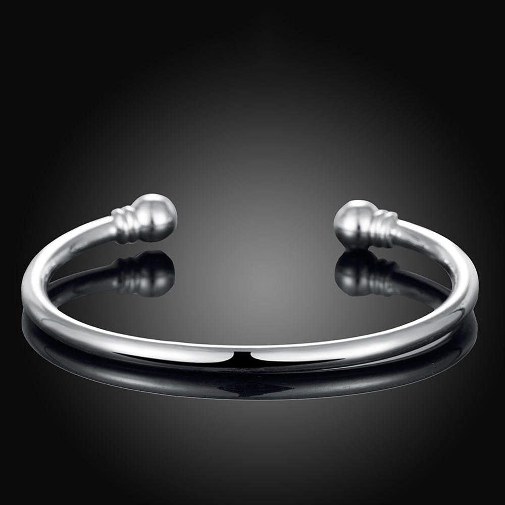 Denchy 925 Silver Bangle Bracelet, Fashion Jewelry Simple Cuff Bangles for Women Mom Wife Valentine Mothers Day Gift