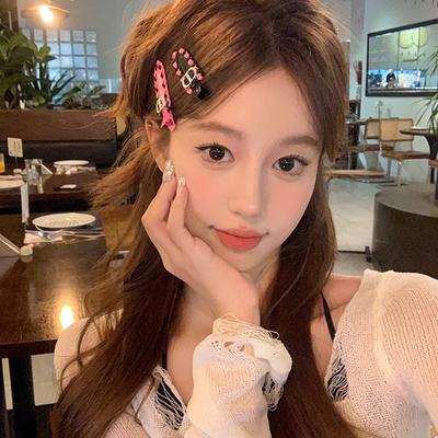 Contrast Color Ribbon, Letter Hairpin, Makeup Clip, Temperament, Side Bangs Clip, Simple Duckbill Hairpin Clip, Tide