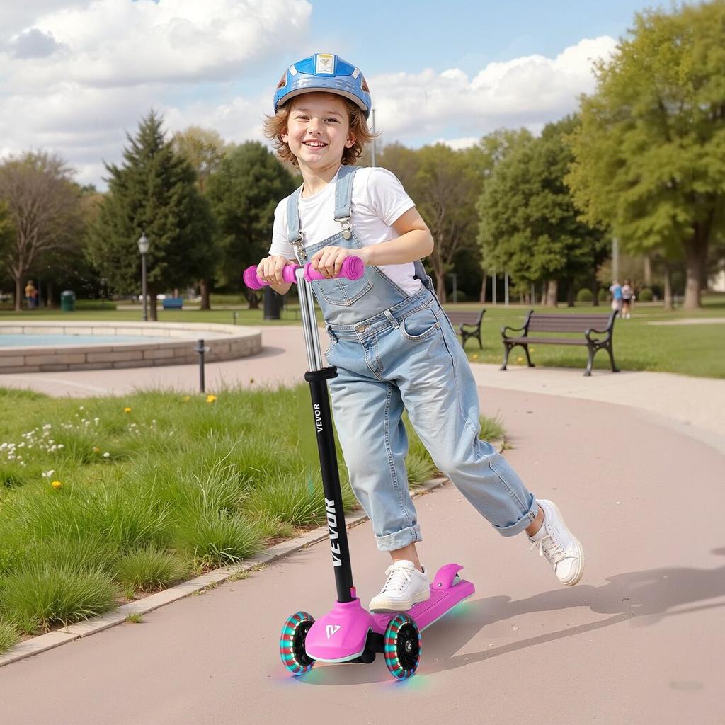 Kick Scooter for Kids Ages 3+, 3-Wheel Toddler Scooter with Light-Up Wheels, Adjustable Height Handlebar, Wide Anti-Slip Deck, Lightweight Aluminum