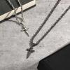 Collier pendentif épée croix punk cool pour hommes Collier chaîne torsadée en acier inoxydable Style décontracté à la mode Bijoux