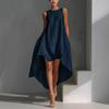White Asymmetrical Hem Sleeveless Maxi Dress